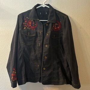 Rebecca Malone paisley print denim jacket size medium